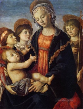  Child Oil Painting - The Virgin And Child With Two Angels Sandro Botticelli